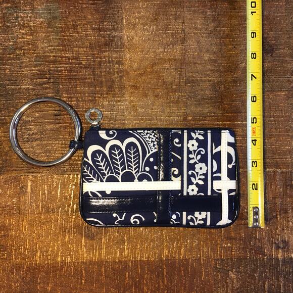 Vera Bradley Twirly Birds Navy Blue Bangle Cosmetic Wristlet Coin Purse Wallet - Picture 5 of 8